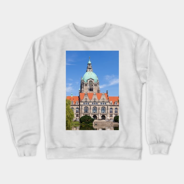 New Town Hall in Maschpark am Maschteich, Hanover, Lower Saxony, Germany Crewneck Sweatshirt by Kruegerfoto